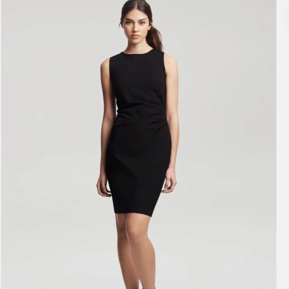 Kenneth Cole New York Hilary Ruched Size 6 Black Zipper Dress - Picture 2 of 9